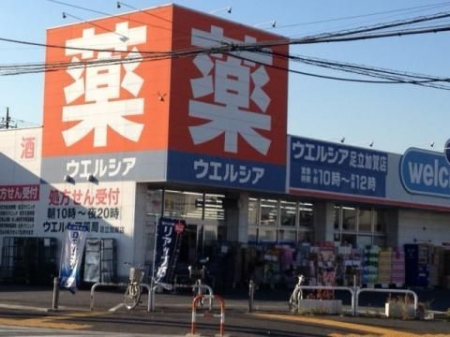 周辺環境　ウエルシア薬局/足立加賀店 徒歩9分。徒歩４分。 650m